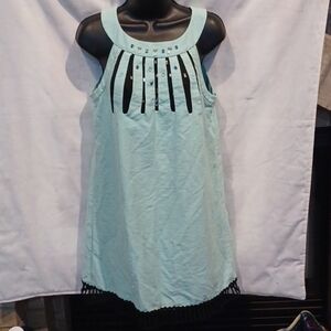 Bernini Designer Dress, mint color w/black lining & lace, embellished,  Size 11
